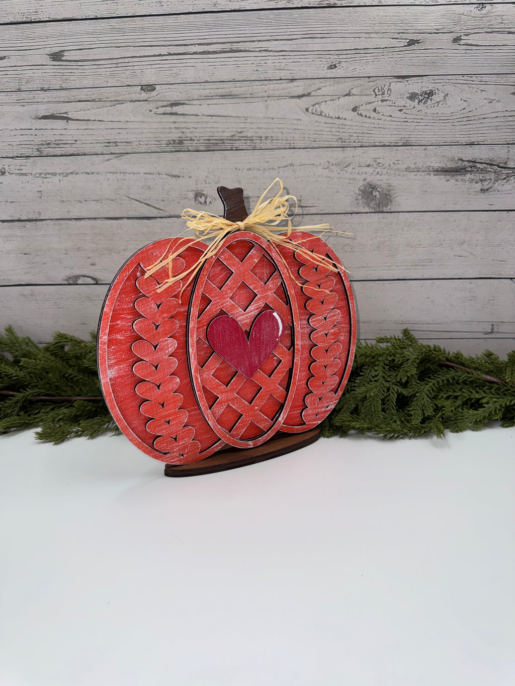 🍁 Harvest Heart Pumpkin Shelf Sitters – Handcrafted Wooden Fall Décor in Three Sizes