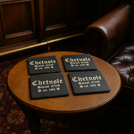 Custom Engraved Slate Coasters – Personalized Stone Drinkware Set