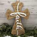 Faith Cross Door Hanger | Blessed Love Grace Patience Wooden Wall Decor