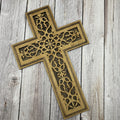 Layered Wooden Scroll Cross Wall Decor | Laser Cut Faith Art